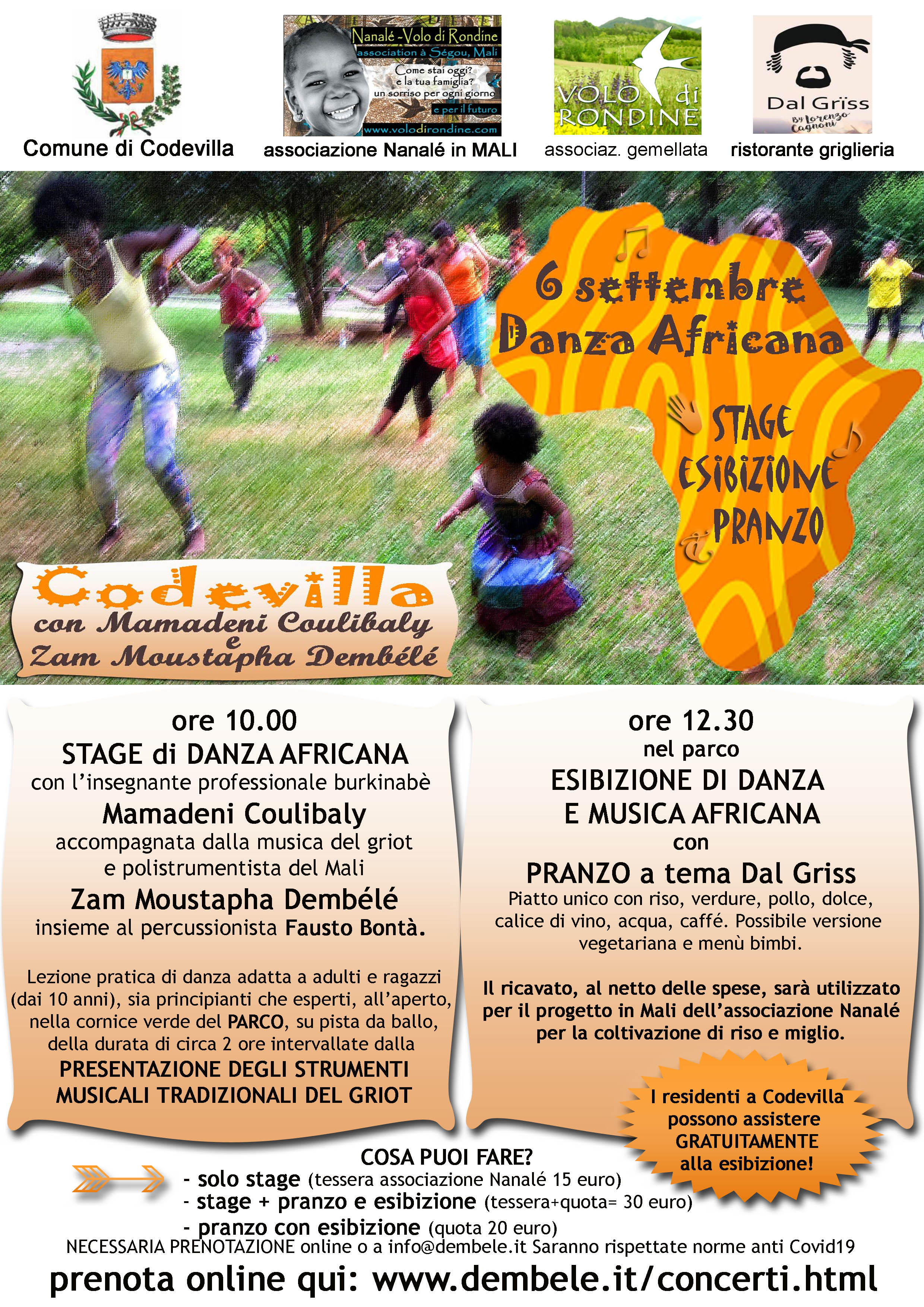 danza africana stage, esibizione pranzo codevilla 6 settembre